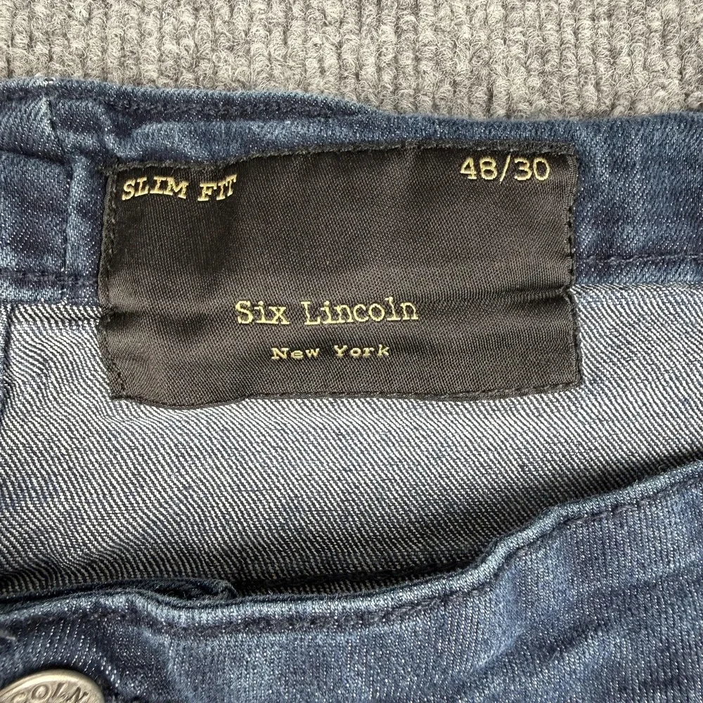 Six Lincoln Jeans Mens 48 Blue Slim Fit Stretch‎ Denim Straight Leg Big & Tall
